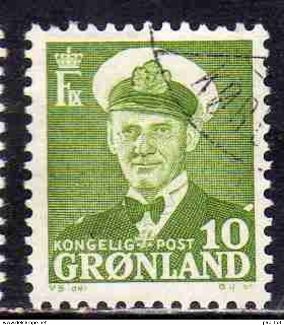 GREENLAND GRONLANDS GROENLANDIA GRØNLAND 1950 - 1960 KING FREDERCK IX 10o USED USATO OBLITERE' - Neufs