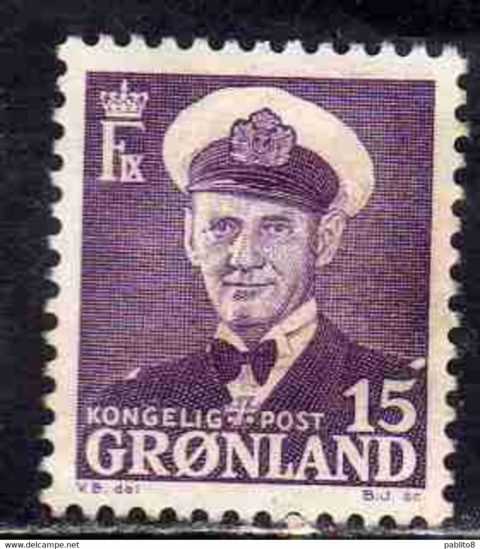 GREENLAND GRONLANDS GROENLANDIA GRØNLAND 1950 - 1960 KING FREDERCK IX 15o MNH - Neufs