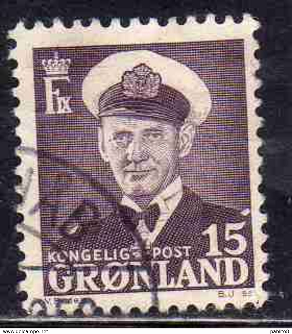 GREENLAND GRONLANDS GROENLANDIA GRØNLAND 1950 - 1960 KING FREDERCK IX 15o USED USATO OBLITERE' - Neufs