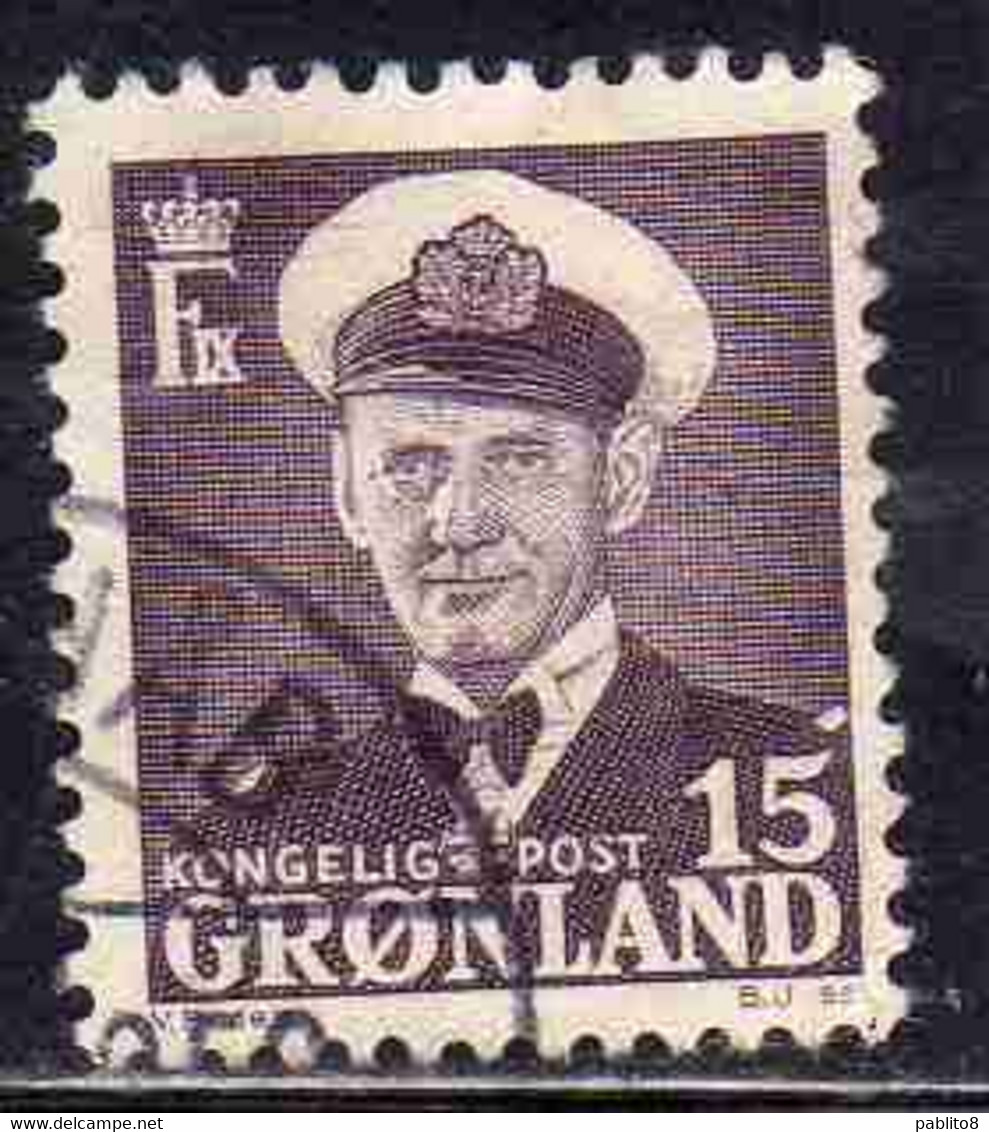 GREENLAND GRONLANDS GROENLANDIA GRØNLAND 1950 - 1960 KING FREDERCK IX 15o USED USATO OBLITERE' - Ungebraucht