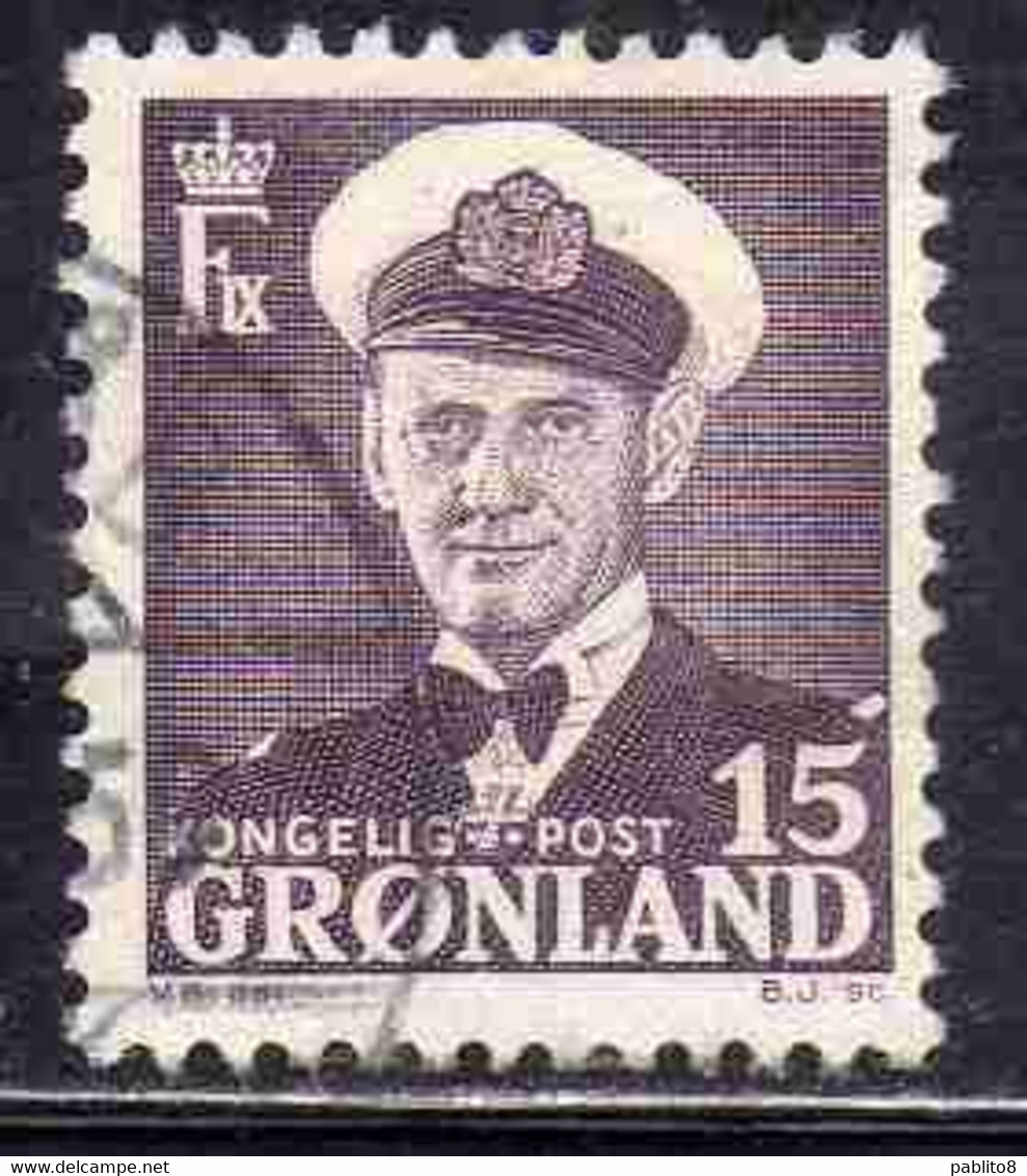 GREENLAND GRONLANDS GROENLANDIA GRØNLAND 1950 - 1960 KING FREDERCK IX 15o USED USATO OBLITERE' - Ungebraucht