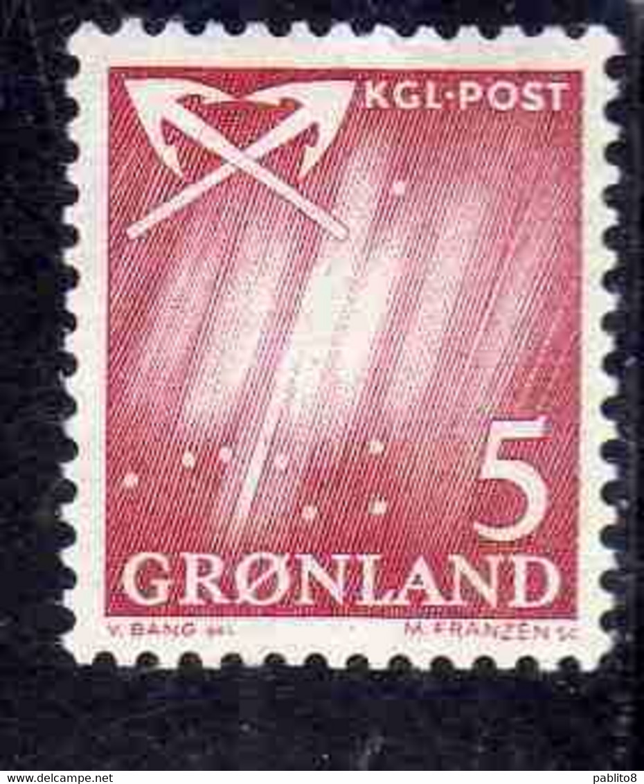 GREENLAND GRONLANDS GROENLANDIA GRØNLAND 1963 - 1968 NORTHERN LIGHTS AND CROSS ANCHORS 5o MNH - Unused Stamps