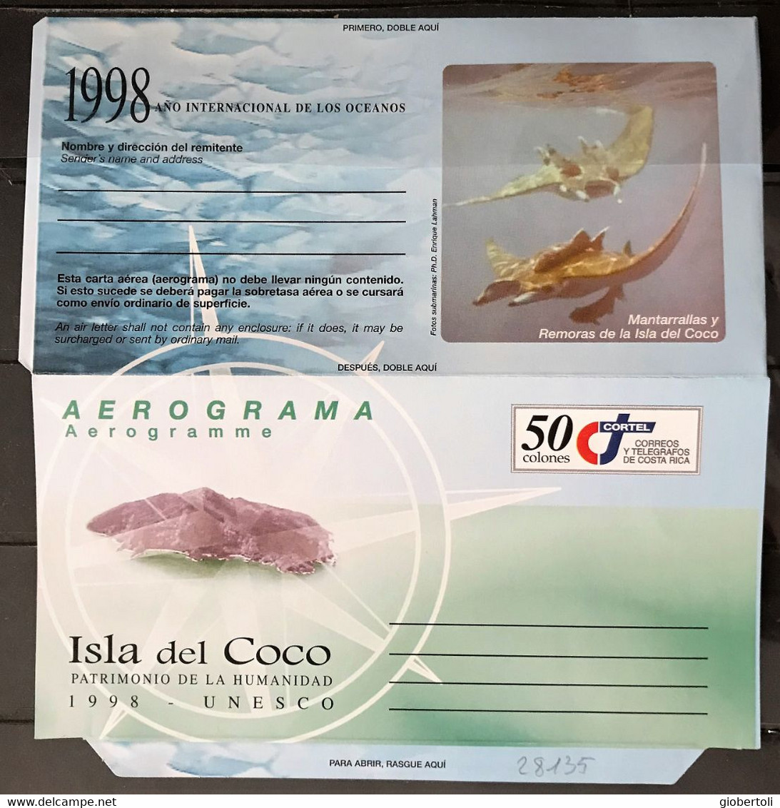 Costa Rica: Intero, Stationery, Entier, Isola Del Coco, Coco Island, L'île Coco - Eilanden