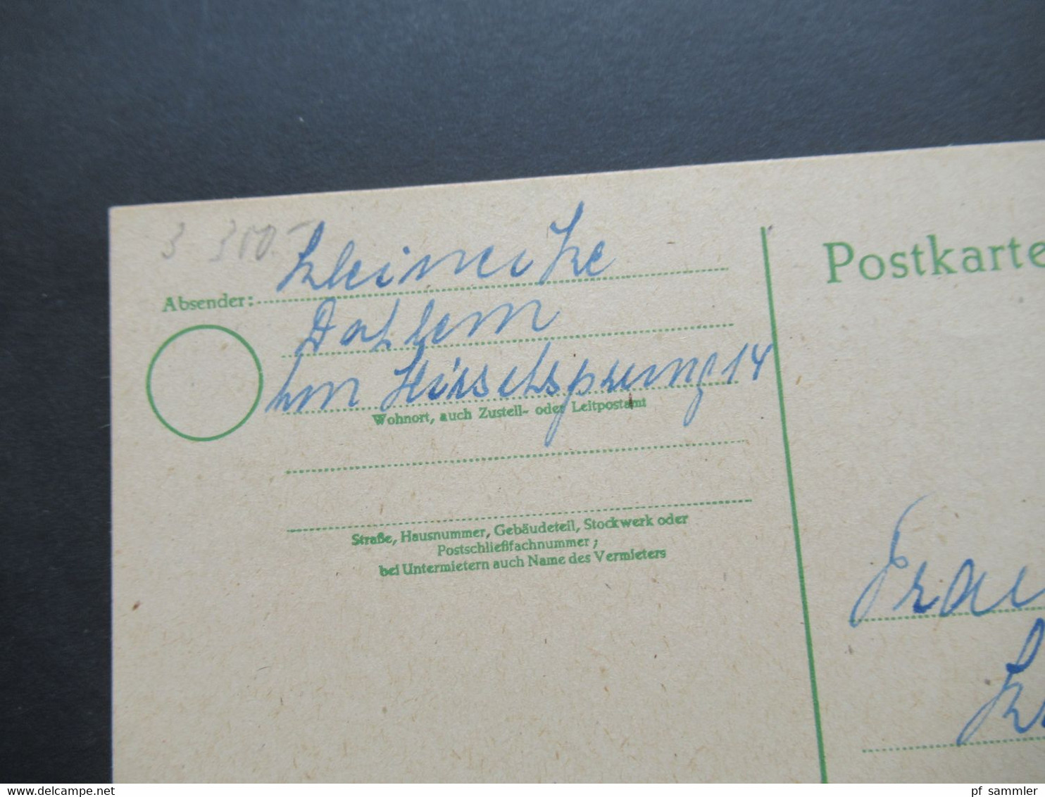 Berlin 1949 Ganzsache P3 Aus Dem Bedarf!! Berlin Ortsverwendung Stp. Berlin Dahlem Durchscheinender Druck / Abklatsch ?? - Cartoline - Usati