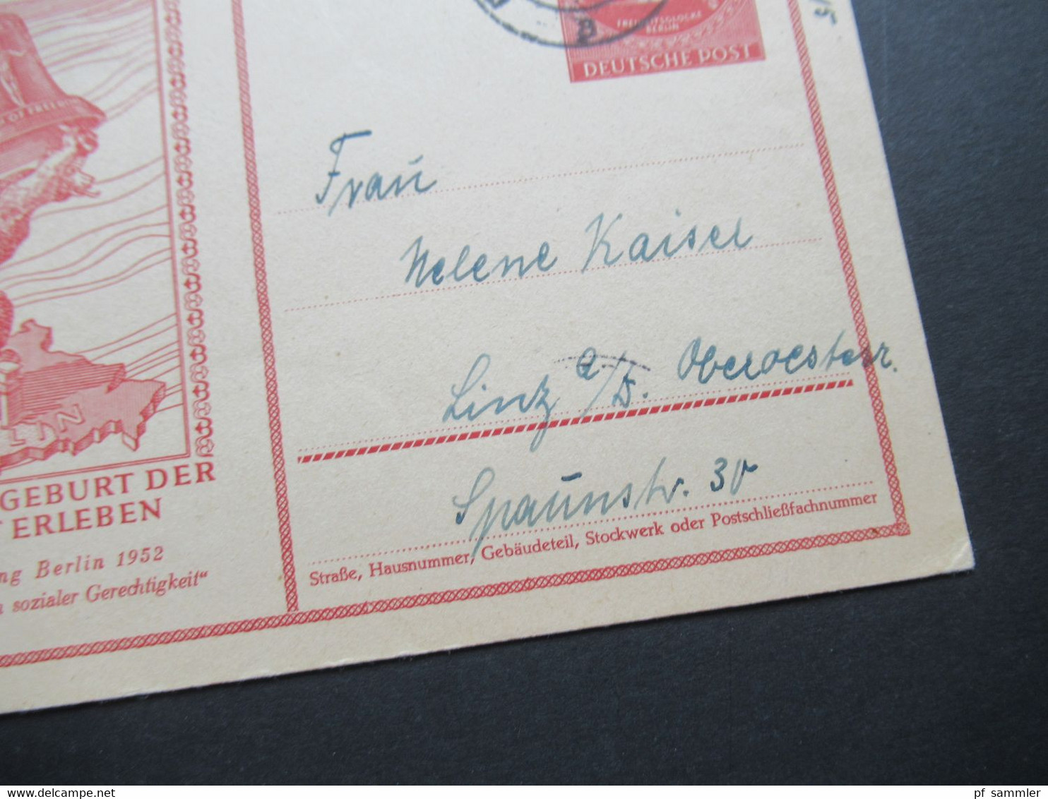 Berlin 1952 Ganzsache Sonder PK P29 Aus Dem Bedarf!! Nach Linz Oberösterreich Stempel Berlin Hermsdorf KW 300€ - Postkaarten - Gebruikt