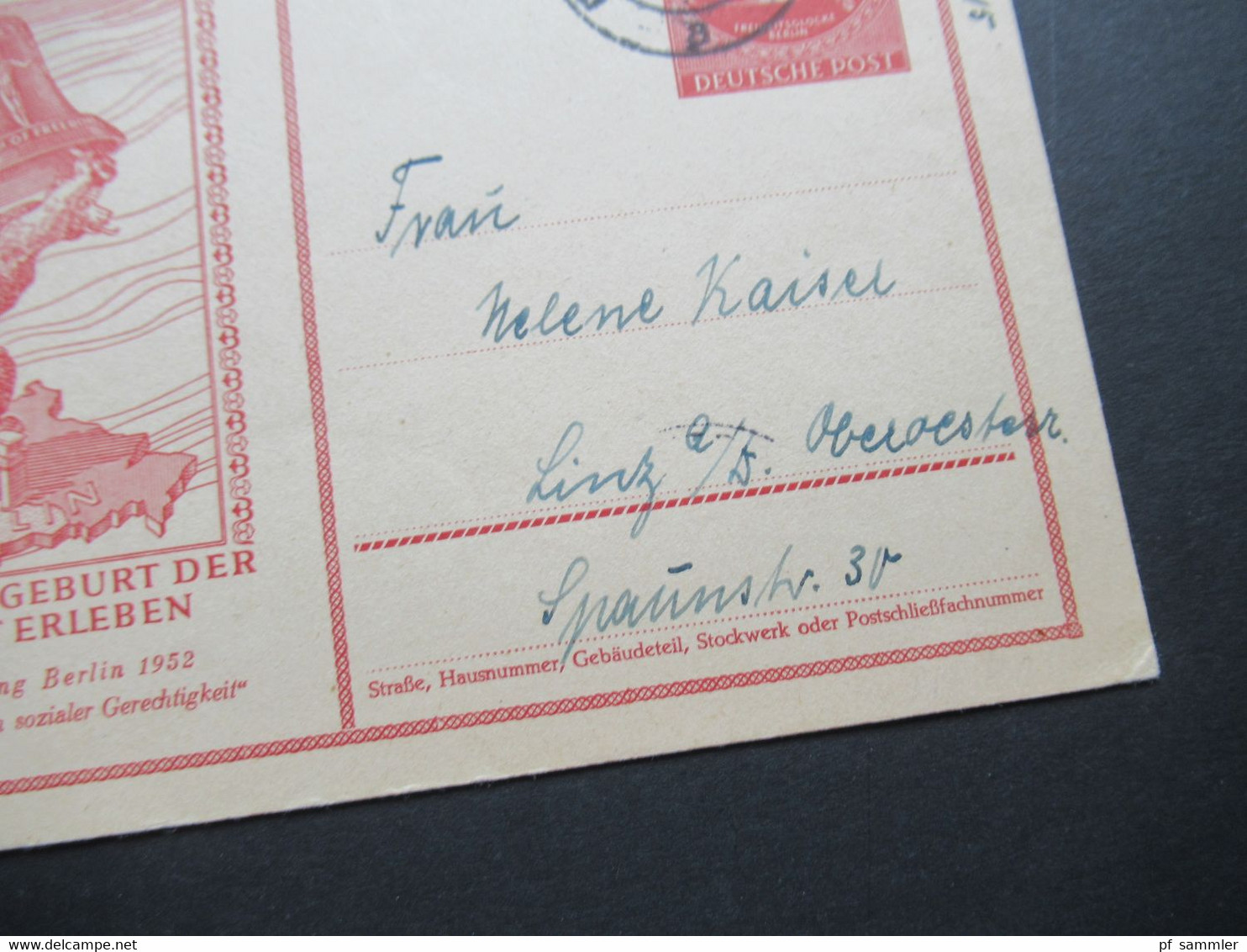 Berlin 1952 Ganzsache Sonder PK P29 Aus Dem Bedarf!! Nach Linz Oberösterreich Stempel Berlin Hermsdorf KW 300€ - Postkarten - Gebraucht