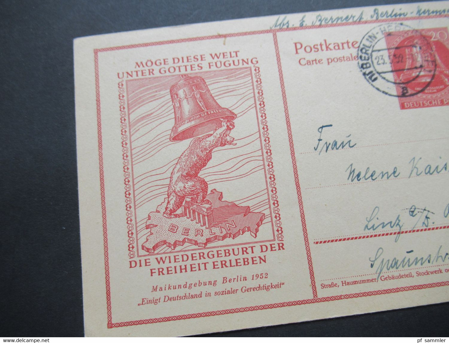 Berlin 1952 Ganzsache Sonder PK P29 Aus Dem Bedarf!! Nach Linz Oberösterreich Stempel Berlin Hermsdorf KW 300€ - Postkarten - Gebraucht