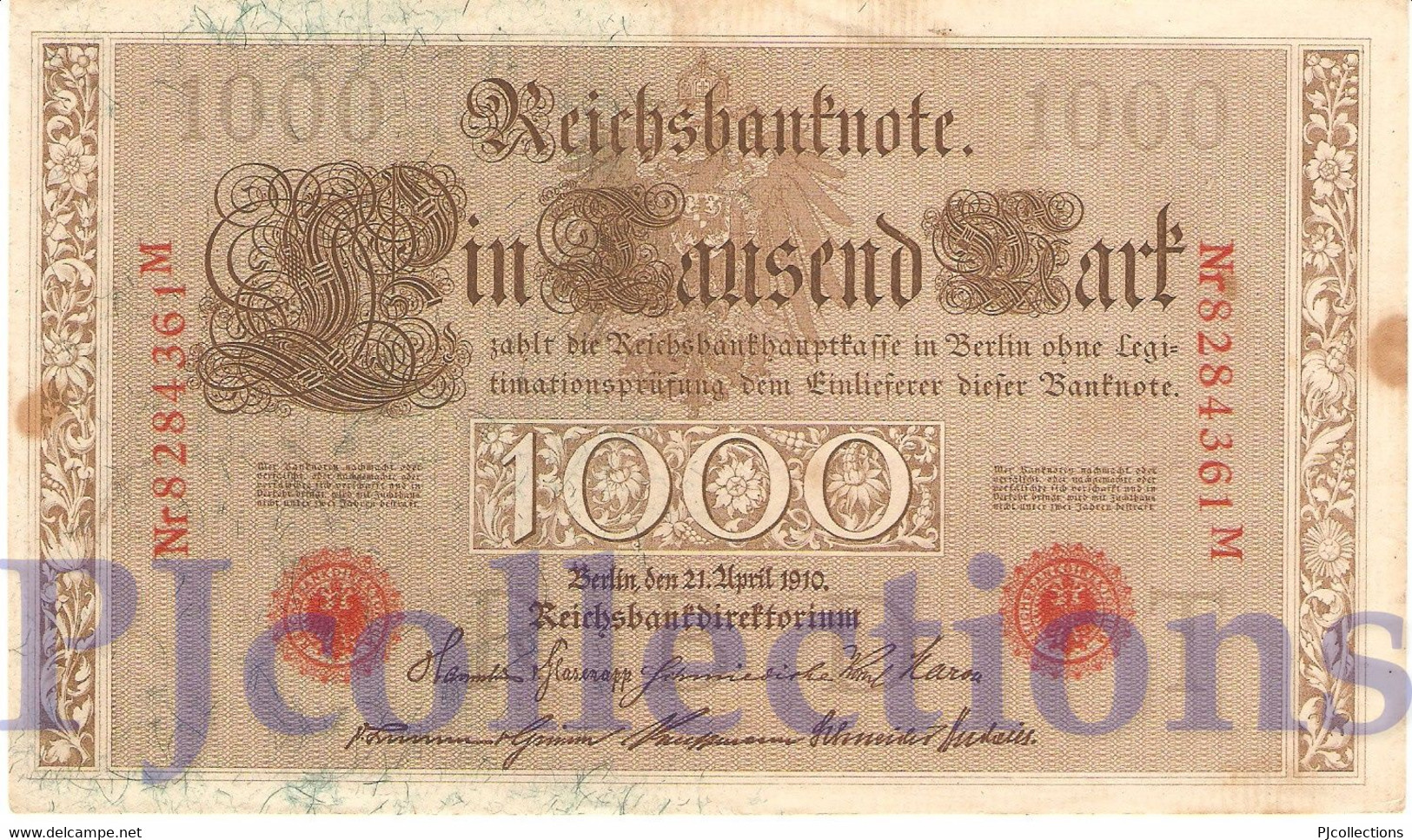 GERMANY 1000 MARK 1910 PICK 44b XF/AU - 1.000 Mark