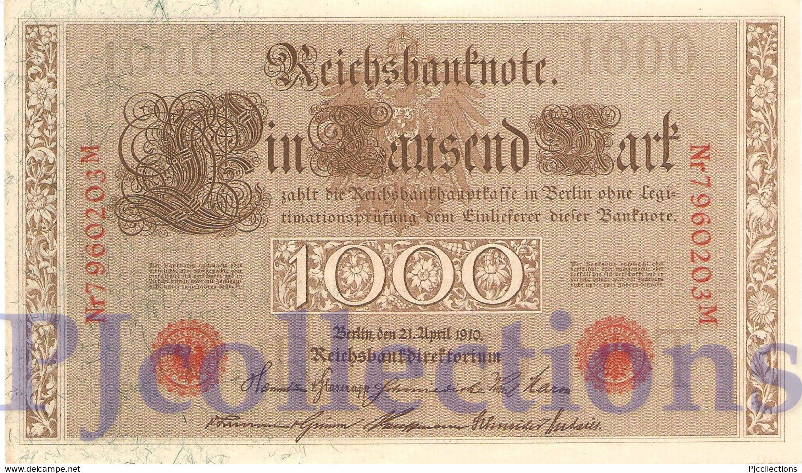GERMANY 1000 MARK 1910 PICK 44b UNC - 1000 Mark