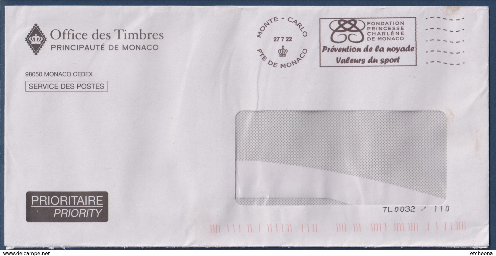Flamme Prévention De La Noyade, Valeurs Du Sport, Monte Carlo 27 7 22 Fondation Princesse Charlène De Monaco - Postmarks