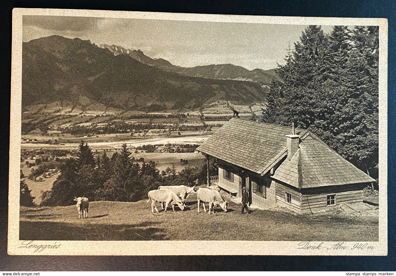 AK Lenggries Denk-Alm 940 M Gestempelt/o 1929 Mit Hüttenstempel - Lenggries