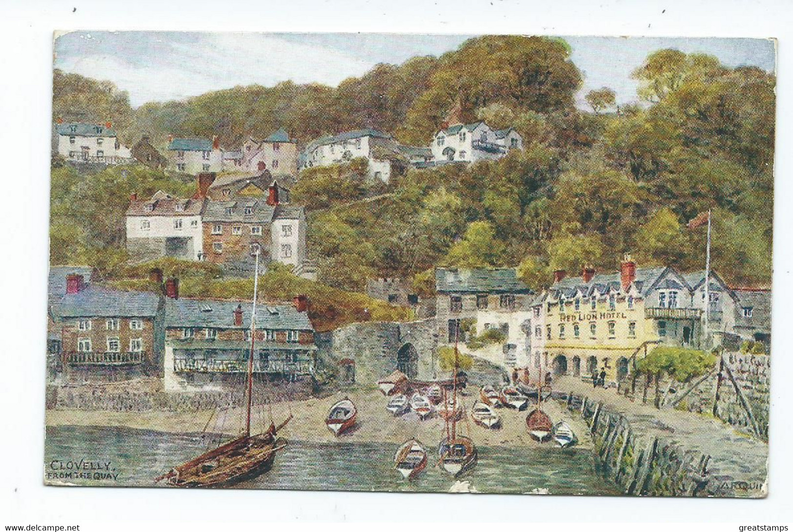 Devon Postcard Clovelley A.r.quinton. Posted 1927 Plymouth - Clovelly