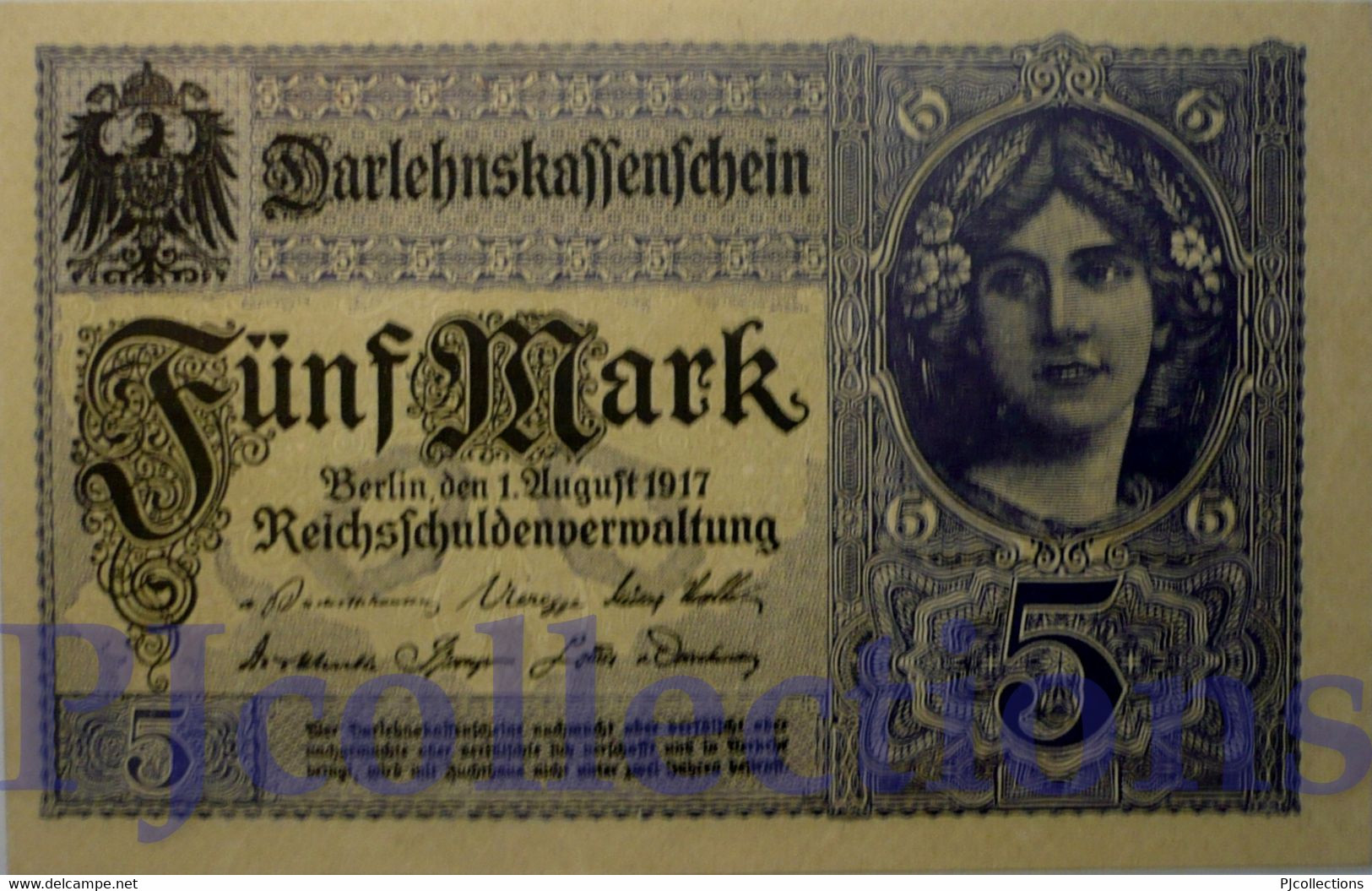 GERMANY 5 MARK 1917 PICK 56a AU+ - 5 Mark