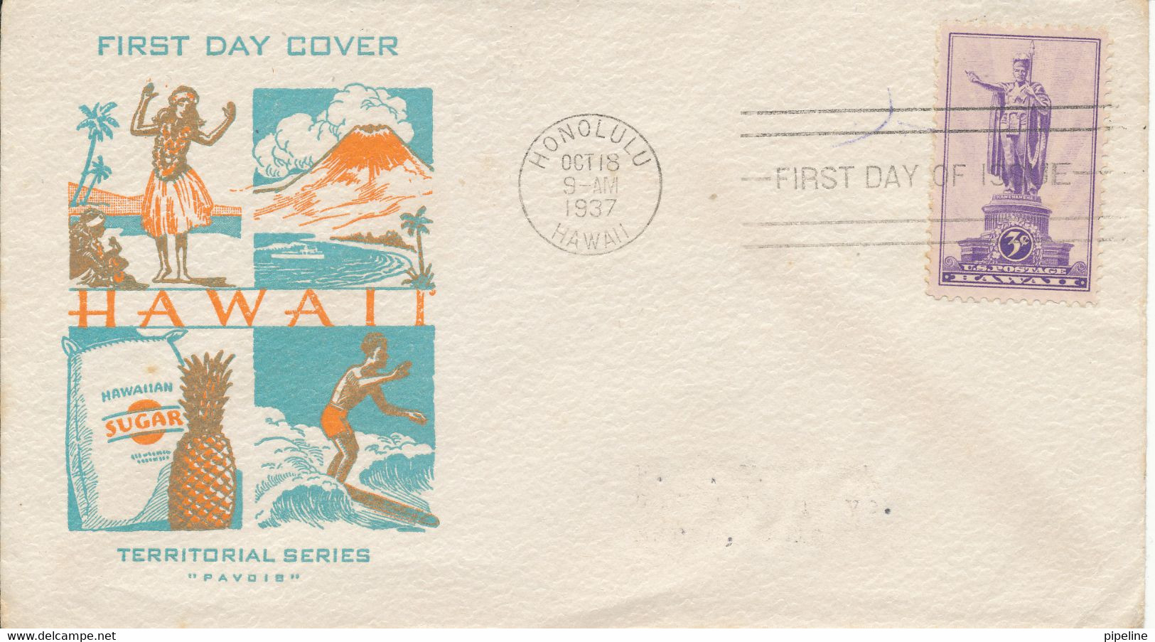 USA FDC 18-10-1937 Hawaii Territorial Series With Very Nice Cachet - 1851-1940