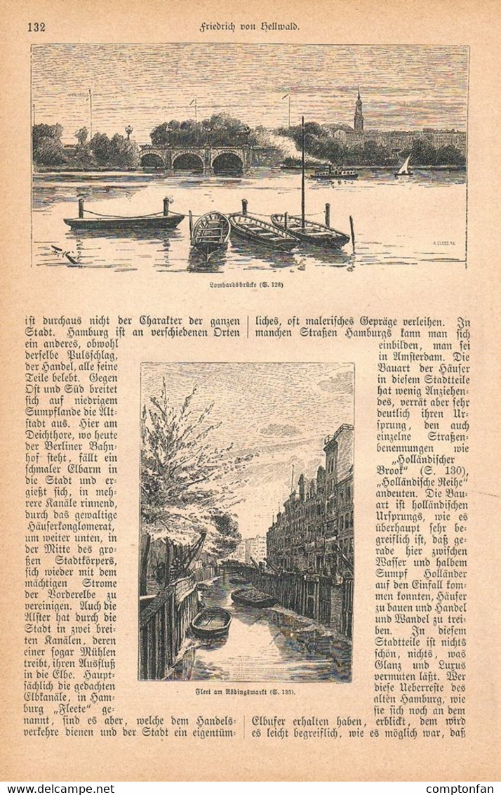 A102 1200 Hellwald Hamburg Scharmarkt Hafen Jungfernsteg Artikel / Bilder 1884 !! - Andere & Zonder Classificatie