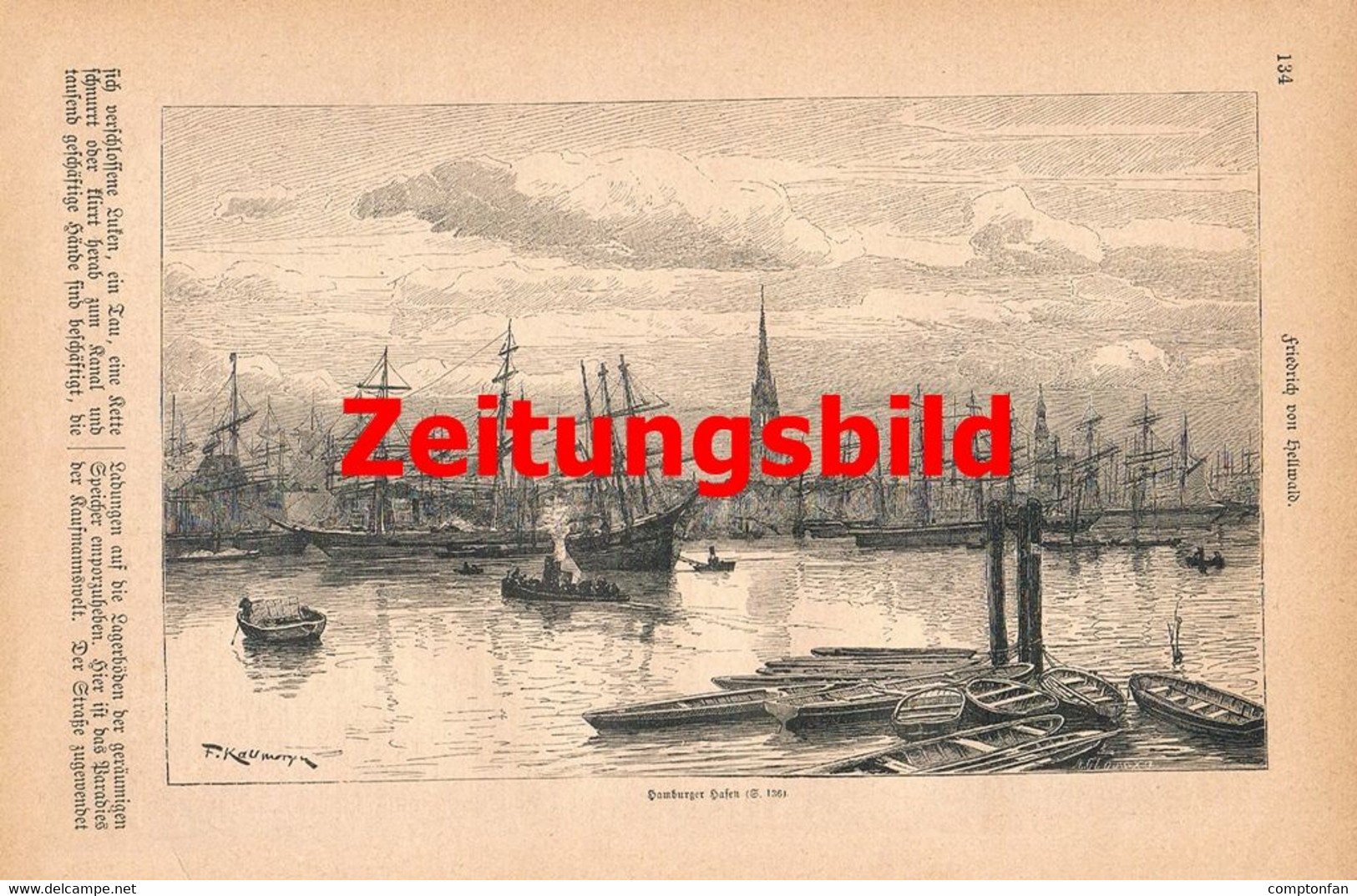 a102 1200 Hellwald Hamburg Scharmarkt Hafen Jungfernsteg Artikel / Bilder 1884 !!