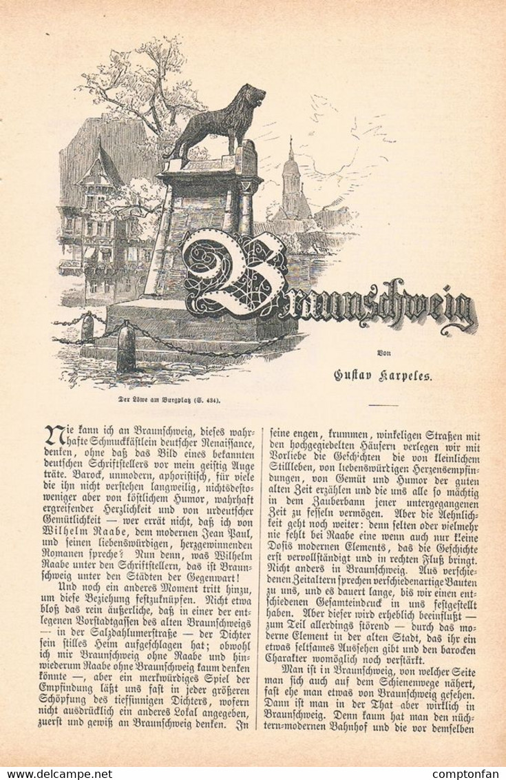 A102 1202 Gustav Karpeles Braunschweig Schloss Dom Markt Artikel / Bilder 1884 !! - Andere & Zonder Classificatie