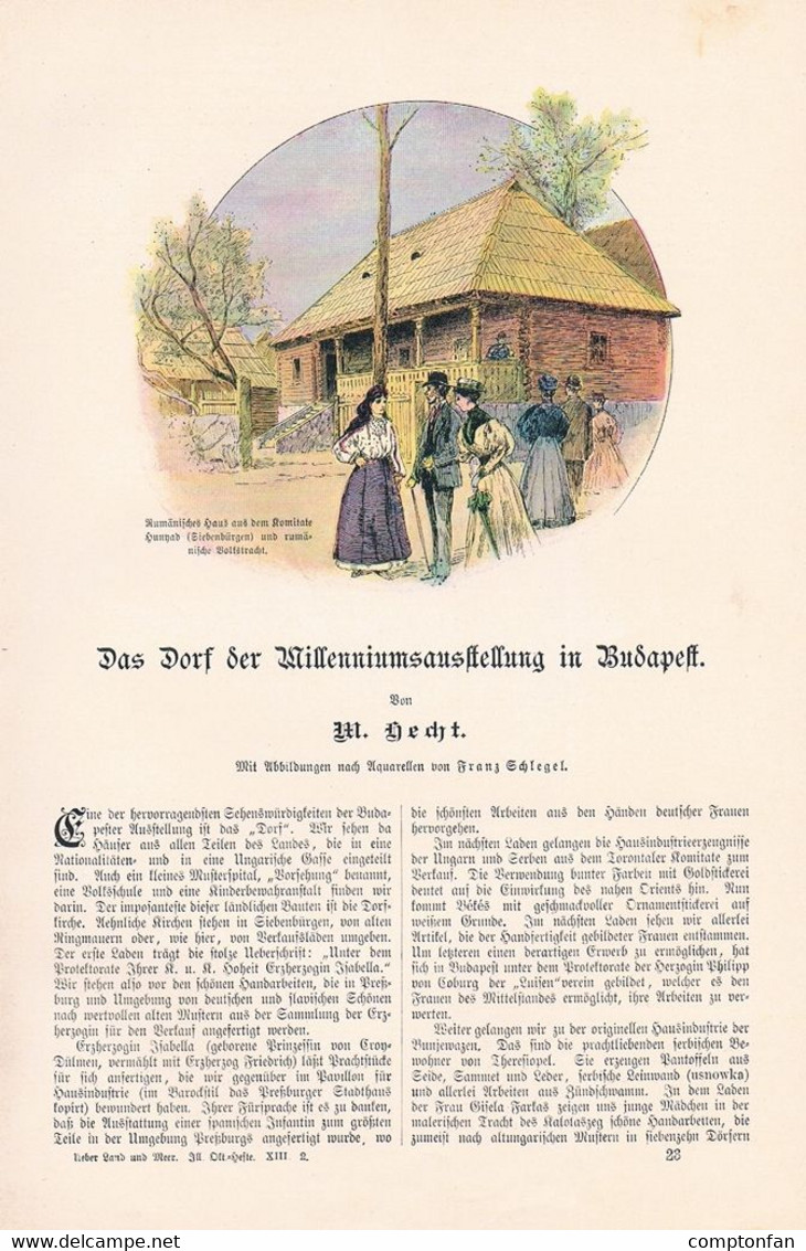 A102 1207 Hecht / Schlegel Budapest Millenniumsausstellung Artikel / Bilder 1896 !! - Musées & Expositions