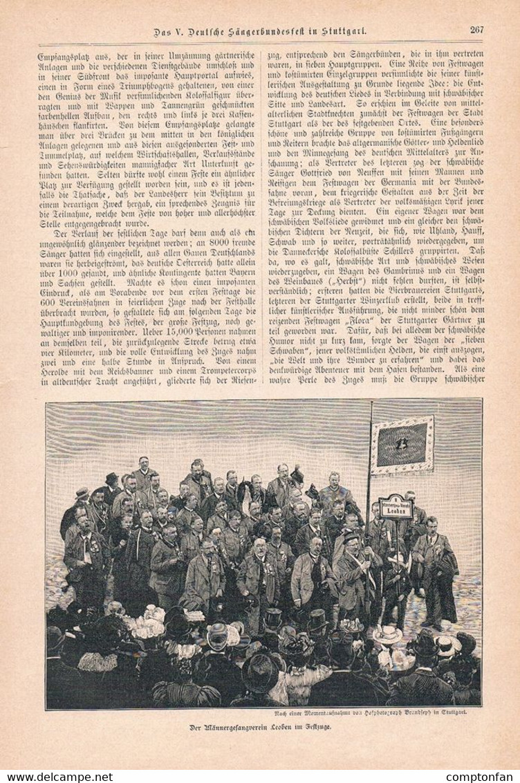 A102 1208 Stuttgart Deutsche Sängerbund Sängerbundfest Artikel / Bilder 1896 !! - Autres & Non Classés