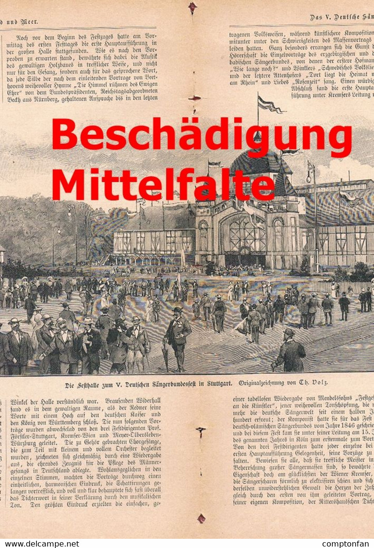 A102 1208 Stuttgart Deutsche Sängerbund Sängerbundfest Artikel / Bilder 1896 !! - Andere & Zonder Classificatie