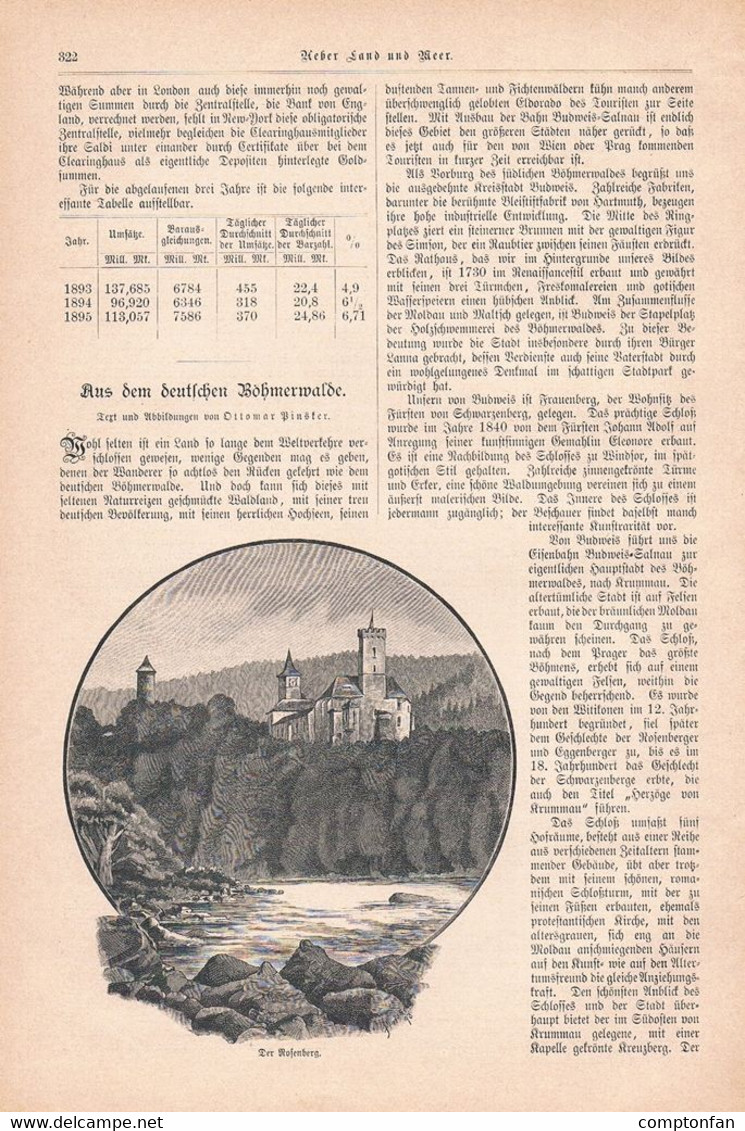 A102 1209 Böhmerwald Krumau Prachatitz Höritz Artikel / Bilder 1896 !! - Andere & Zonder Classificatie