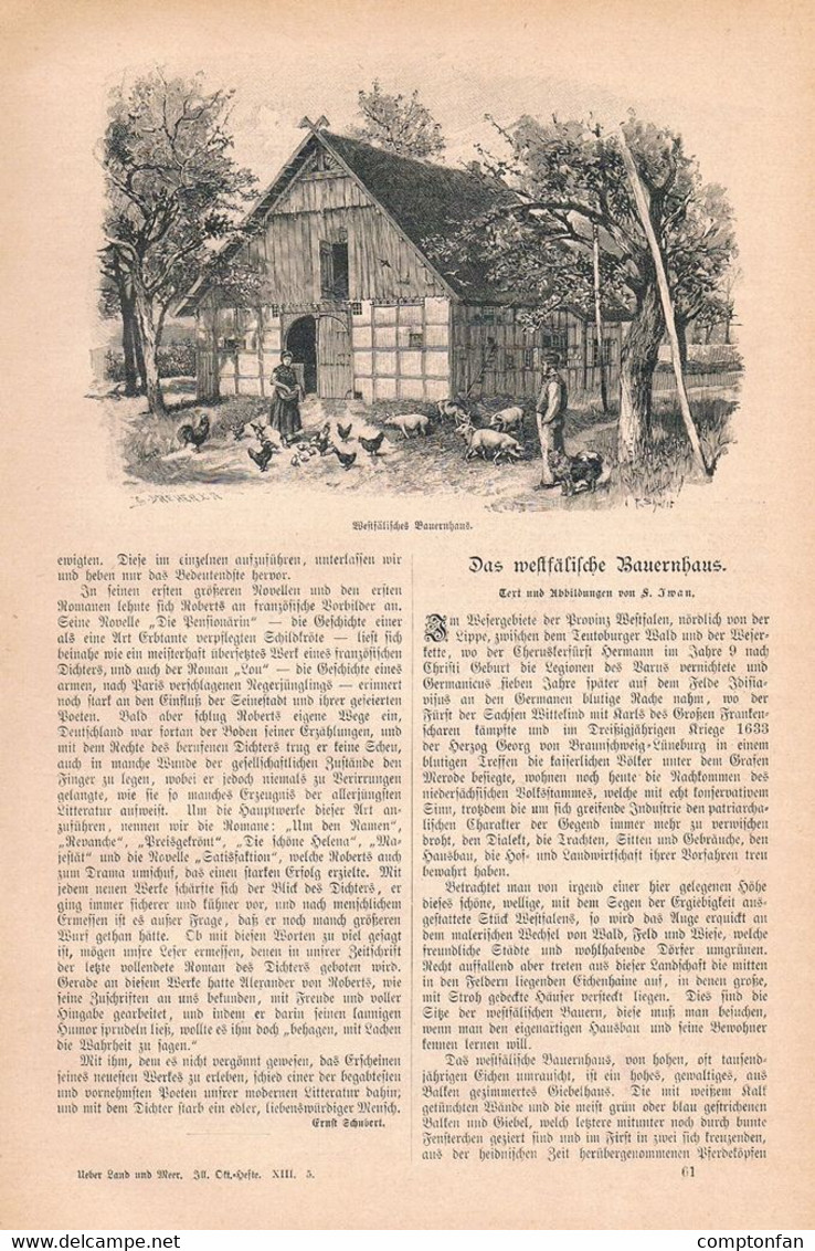 A102 1211 Bauernhaus Westfalen Möbel Bauernstube Artikel / Bilder 1896 !! - Autres & Non Classés