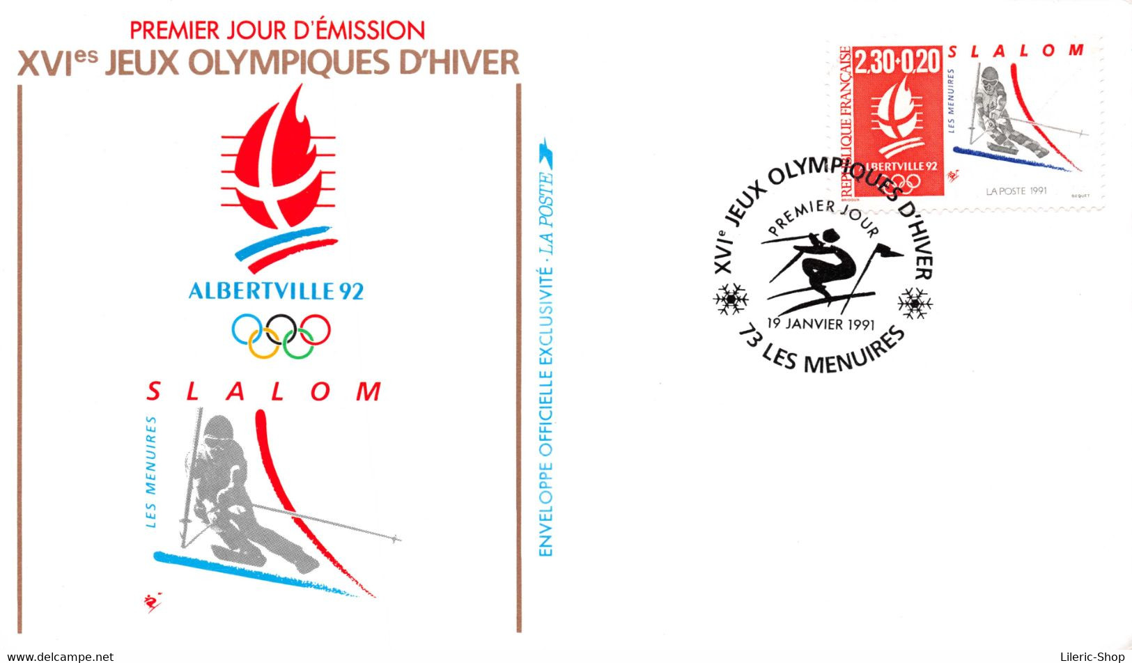 Premier jour d'émission - FDC - Alberville 1992 - Jeux Olympiques d'hiver - Lot de 10 enveloppes différentes -  ♥♥♥