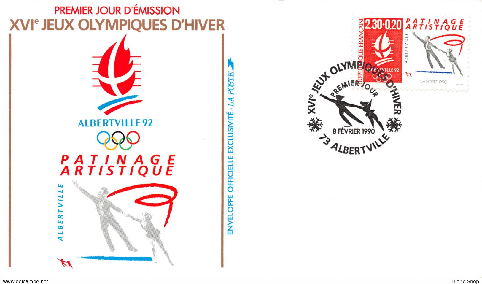 Premier jour d'émission - FDC - Alberville 1992 - Jeux Olympiques d'hiver - Lot de 10 enveloppes différentes -  ♥♥♥