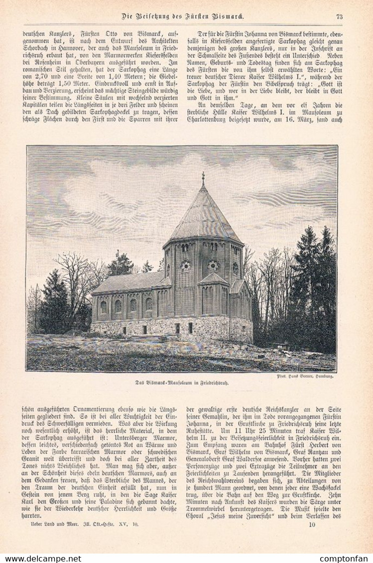 A102 1214 Fürst Bismarck Beerdigung Mausoleum Sarkophag Artikel / Bilder 1898 !! - Politik & Zeitgeschichte