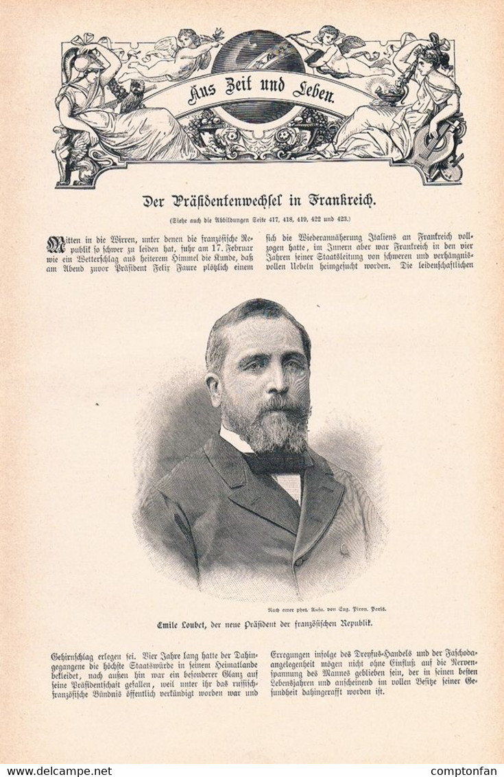 A102 1222 Felix Faure Präsident Émile François Loubet Frankreich Artikel / Bilder 1898 !! - Politik & Zeitgeschichte