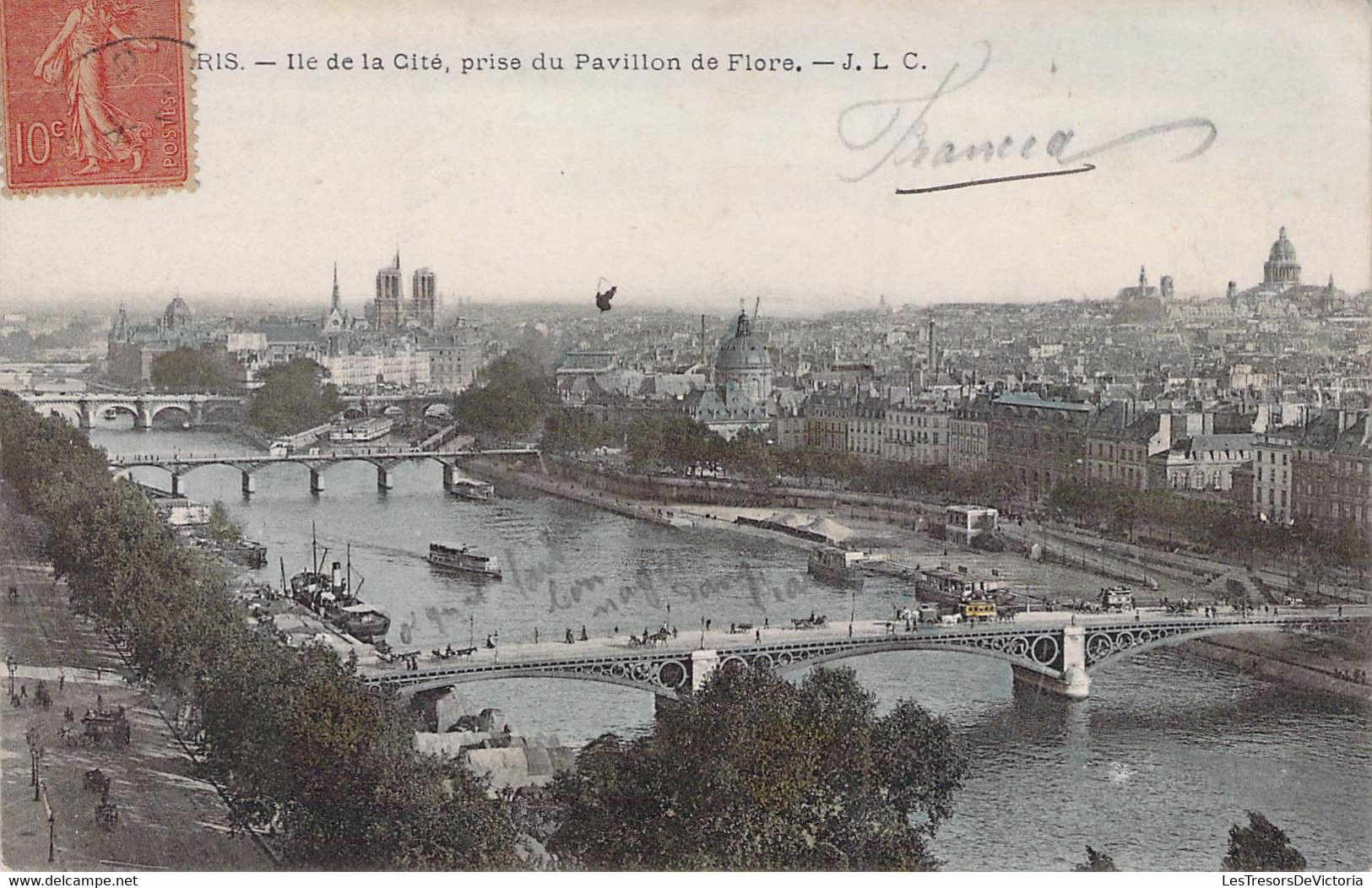 CPA - 75 - PARIS - L'ile De La Cité - Prise Du Pavillon De Flore - Colorisée - J.L.C Le Gui - Bateau Mouche - De Seine En Haar Oevers