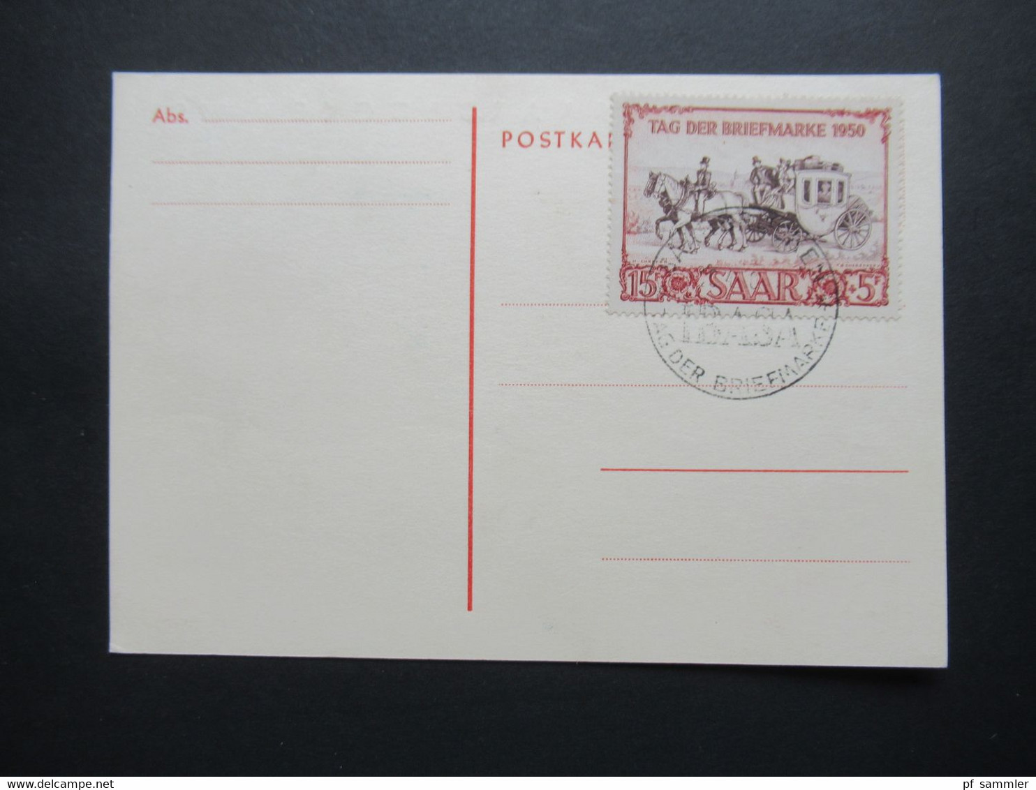 Saarland 1950 IBASA Maximumkarte / Sonderstempel / FDC Nr. 291 Katalogwert 350€ Tag Der Briefmarke BPP Geprüft - Lettres & Documents