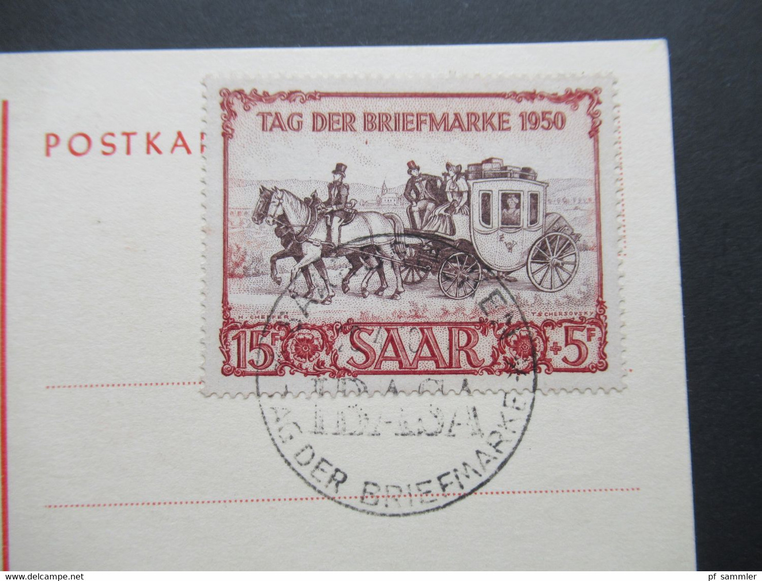 Saarland 1950 IBASA Maximumkarte / Sonderstempel / FDC Nr. 291 Katalogwert 350€ Tag Der Briefmarke BPP Geprüft - Storia Postale