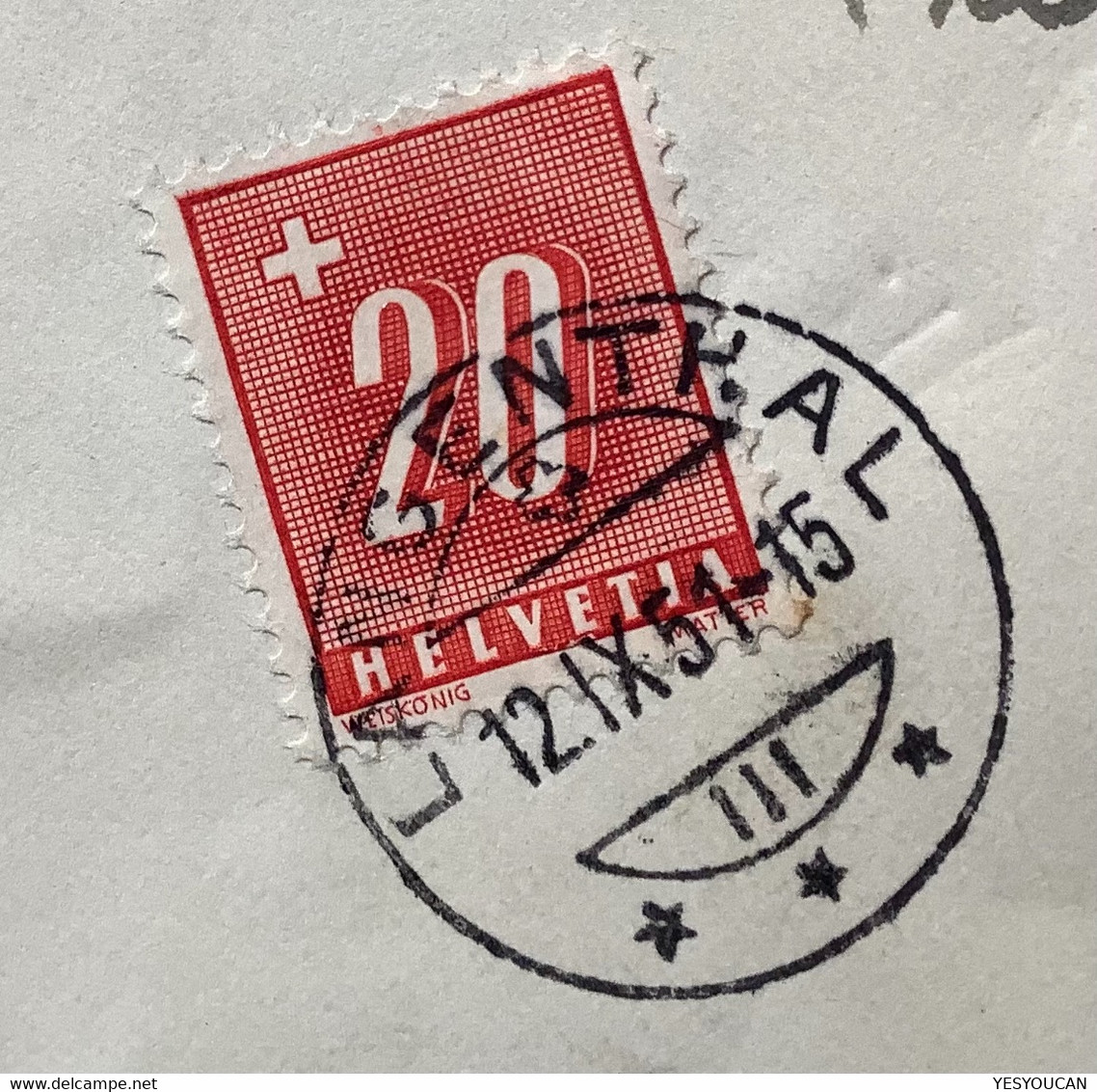 UNGÜLTIGE !  ZNr 174z 20 Rp Tellbrustbild BERN BURGERNZIEL 1951 ! Brief>LANGENTHAL Schweiz Nachportomarke (Portomarke - Segnatasse