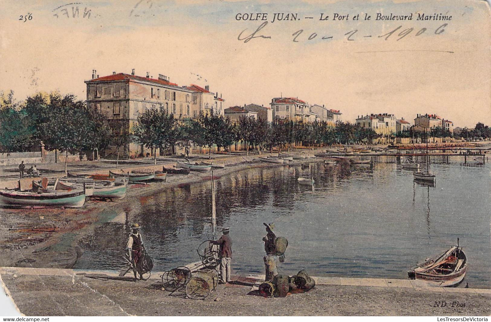 CPA - 06 - VALLAURIS - Golfe JUAN - Le Port Et Le Boulevard Maritime - Carte Colorisée - Barque - Pêcheur - Vallauris