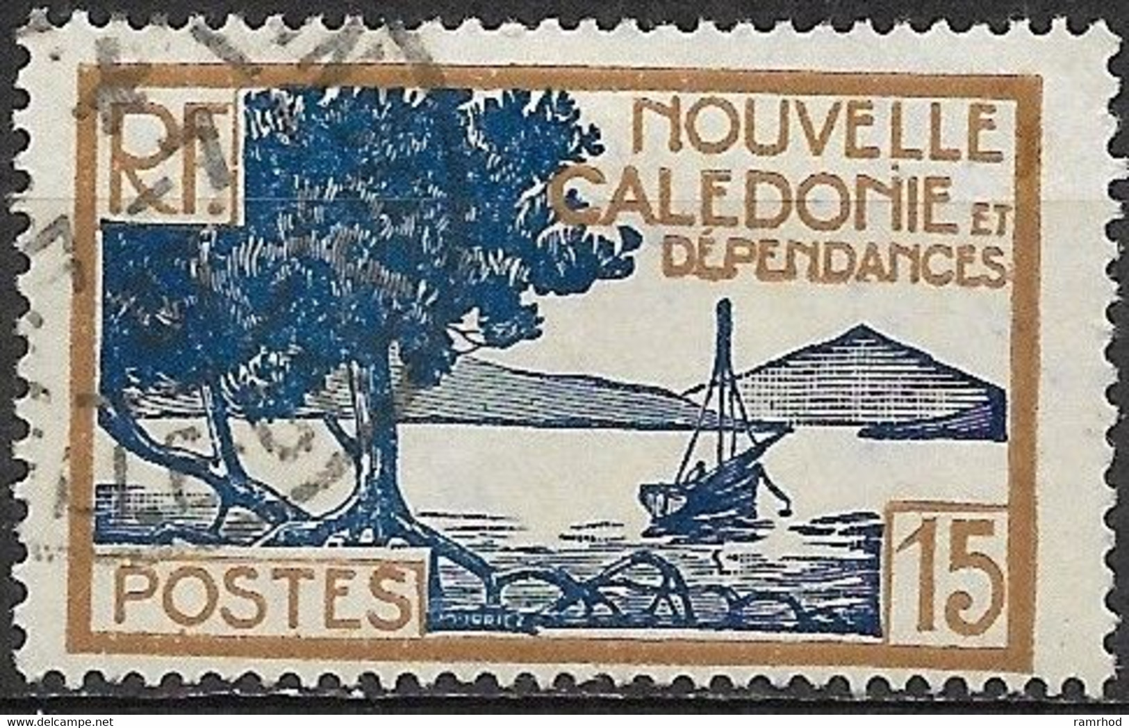 NEW CALEDONIA 1928 Pointe Des Paletuviers - 15c. - Blue And Brown FU - Oblitérés