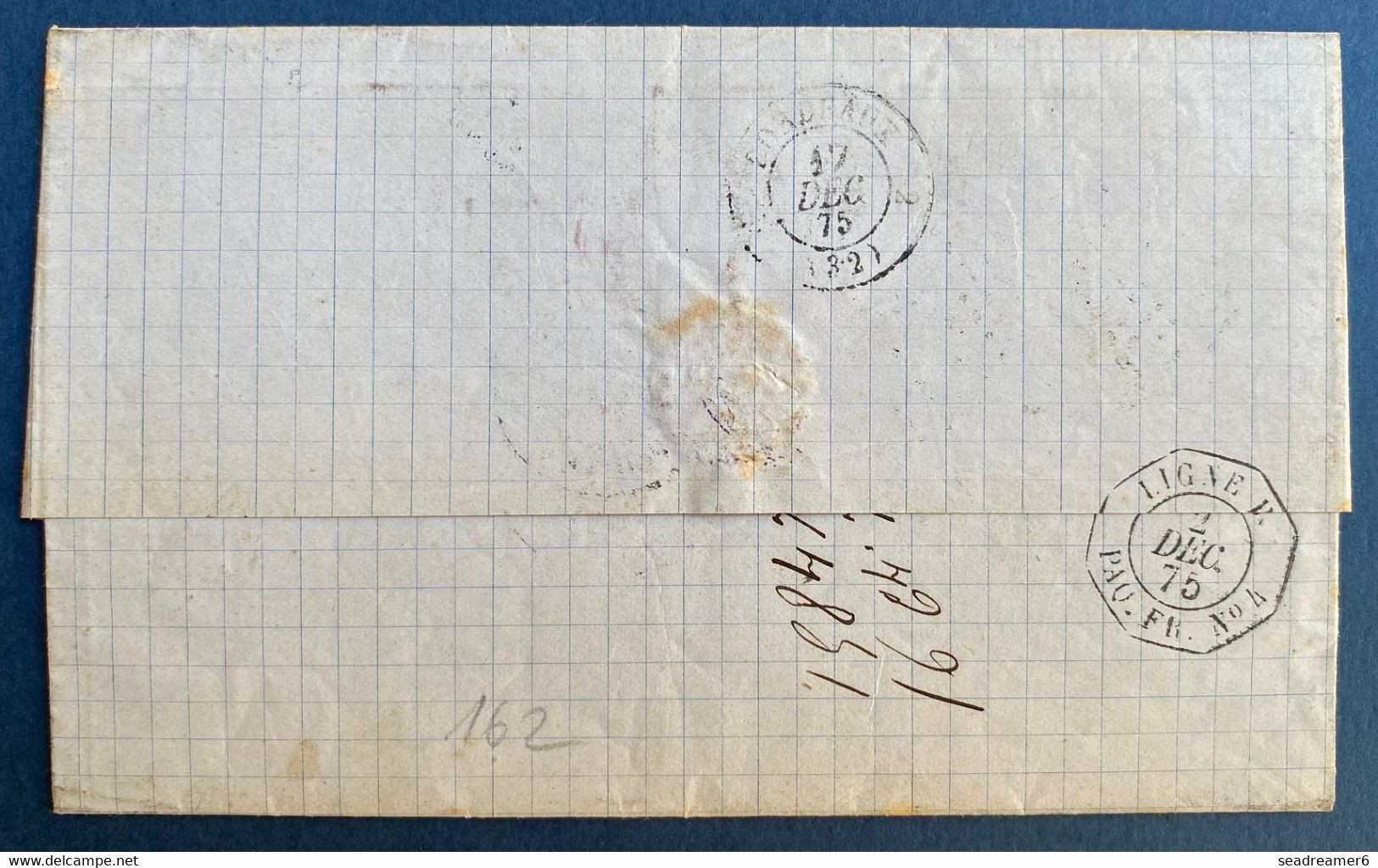 Guadeloupe Lettre 27 Nov 1875 Pour Bordeaux Paire Du N°23 Obl GC Losange 8 X 8 + Dateur "Paq.fr /Pointe à Pitre" - Lettres & Documents