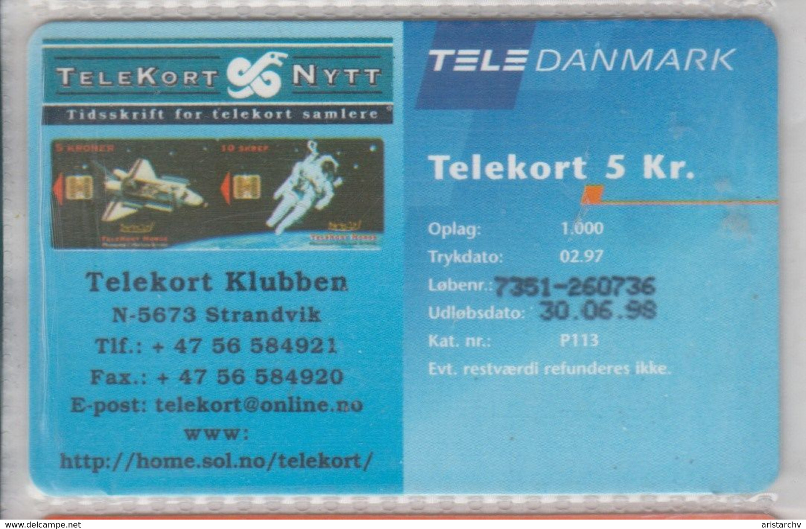 DENMARK 1997 NORSK SAMLERSERVICE SPACE SHUTTLE - Espace