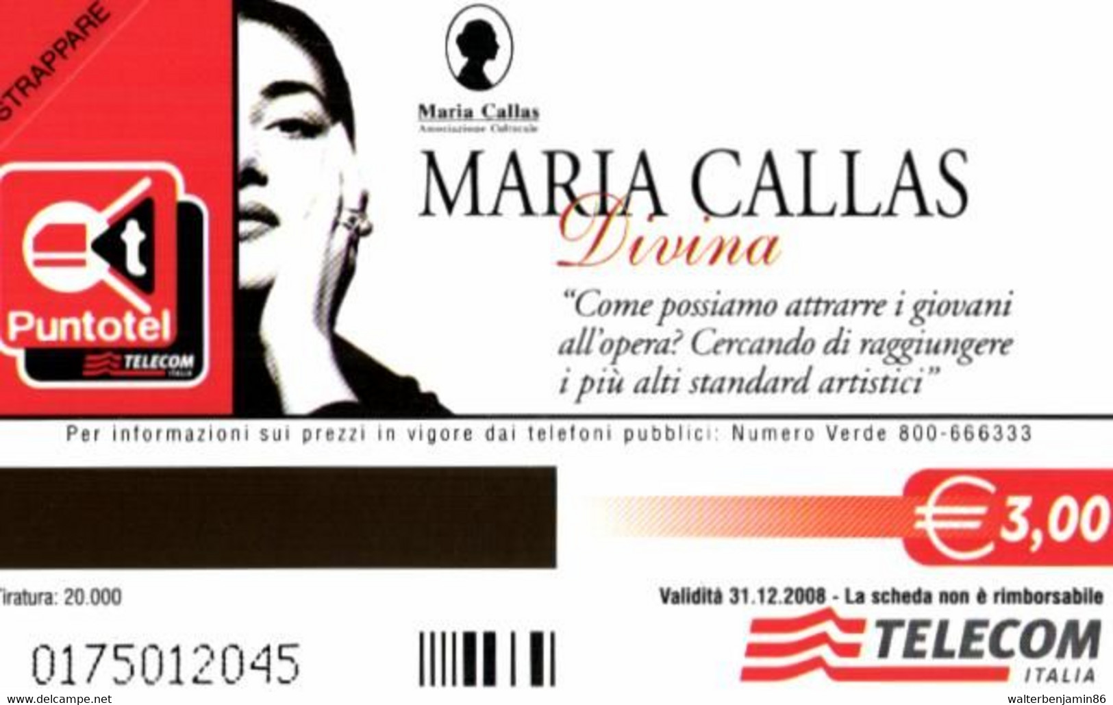 G 2325 827 C&C 4410 SCHEDA TELEFONICA NUOVA MAGNETIZZATA CALLAS BOLENA 3/4 - [3] Erreurs & Variétées