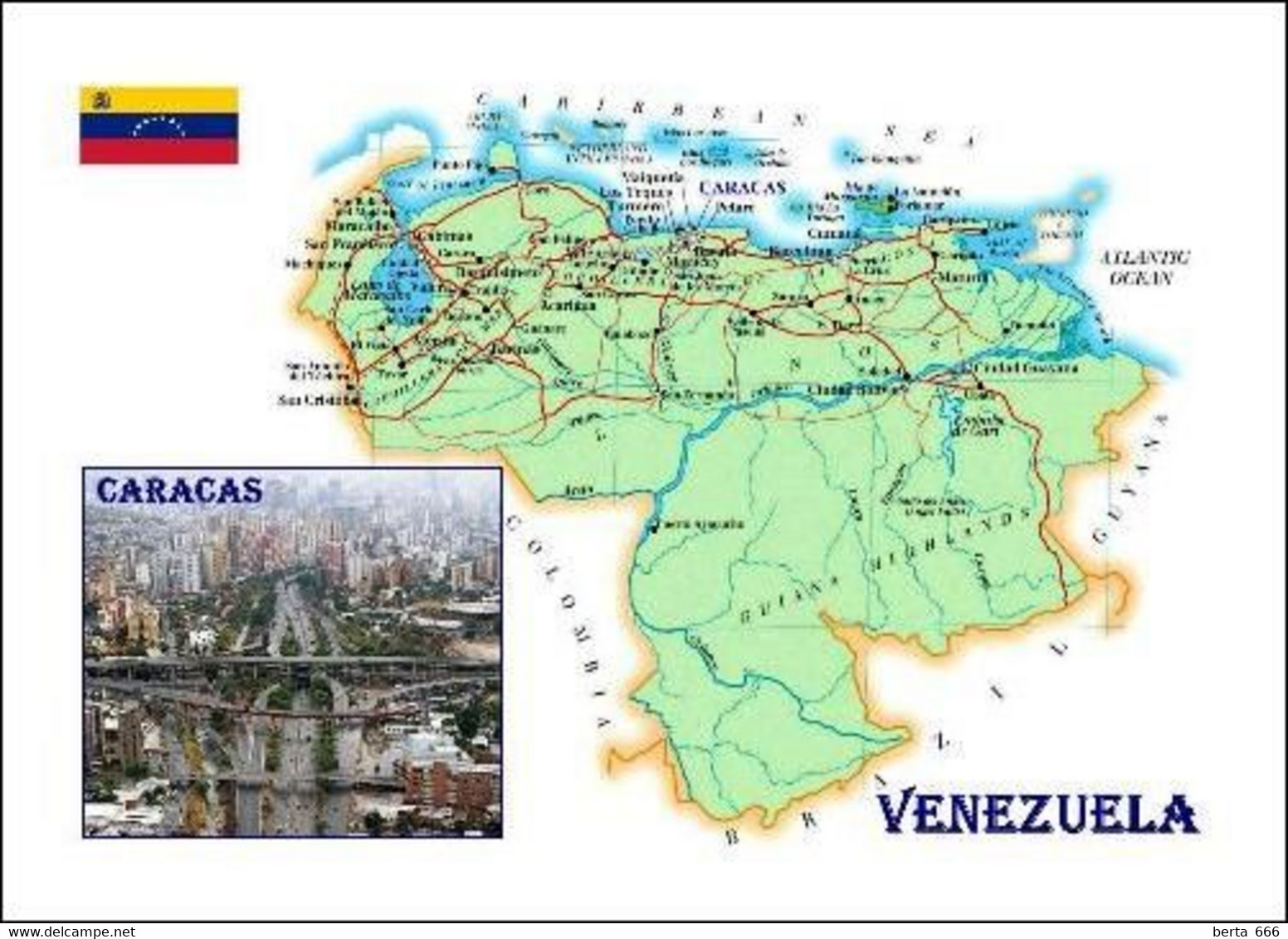 Venezuela Country Map New Postcard * Carte Geographique * Landkarte - Venezuela