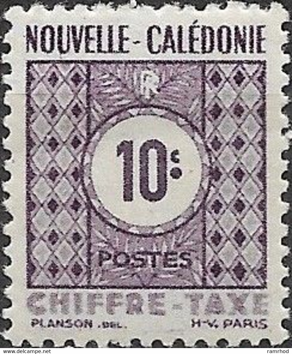 NEW CALEDONIA 1948 Postage Due Stamp - 10c. - Mauve MH - Timbres-taxe