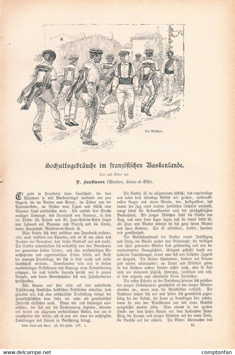 A102 1232 Baskenland Hochzeitsgebräuche Basken Saint-Jean Artikel / Bilder 1898 !! - Autres & Non Classés