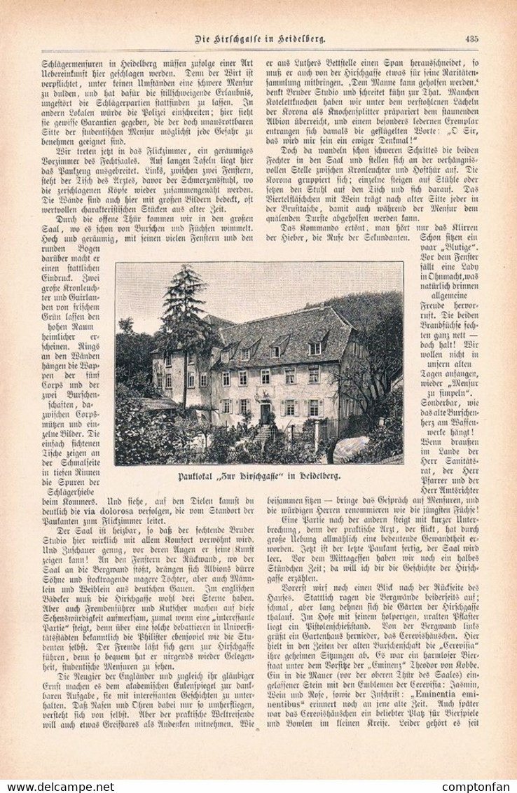 1234 Kleinschmidt Heidelberg Hirschgasse Mensur Artikel / Bilder 1898 !! - Autres & Non Classés