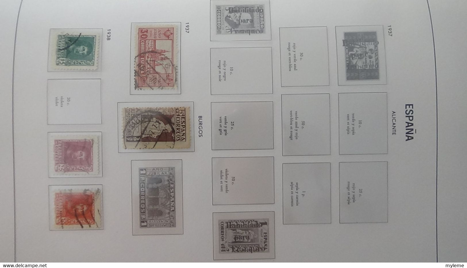 AC280 Reliure DAVO Espagne en timbres **, * et oblitérés  de 1850 à 1940 à compléter.. A saisir !!!