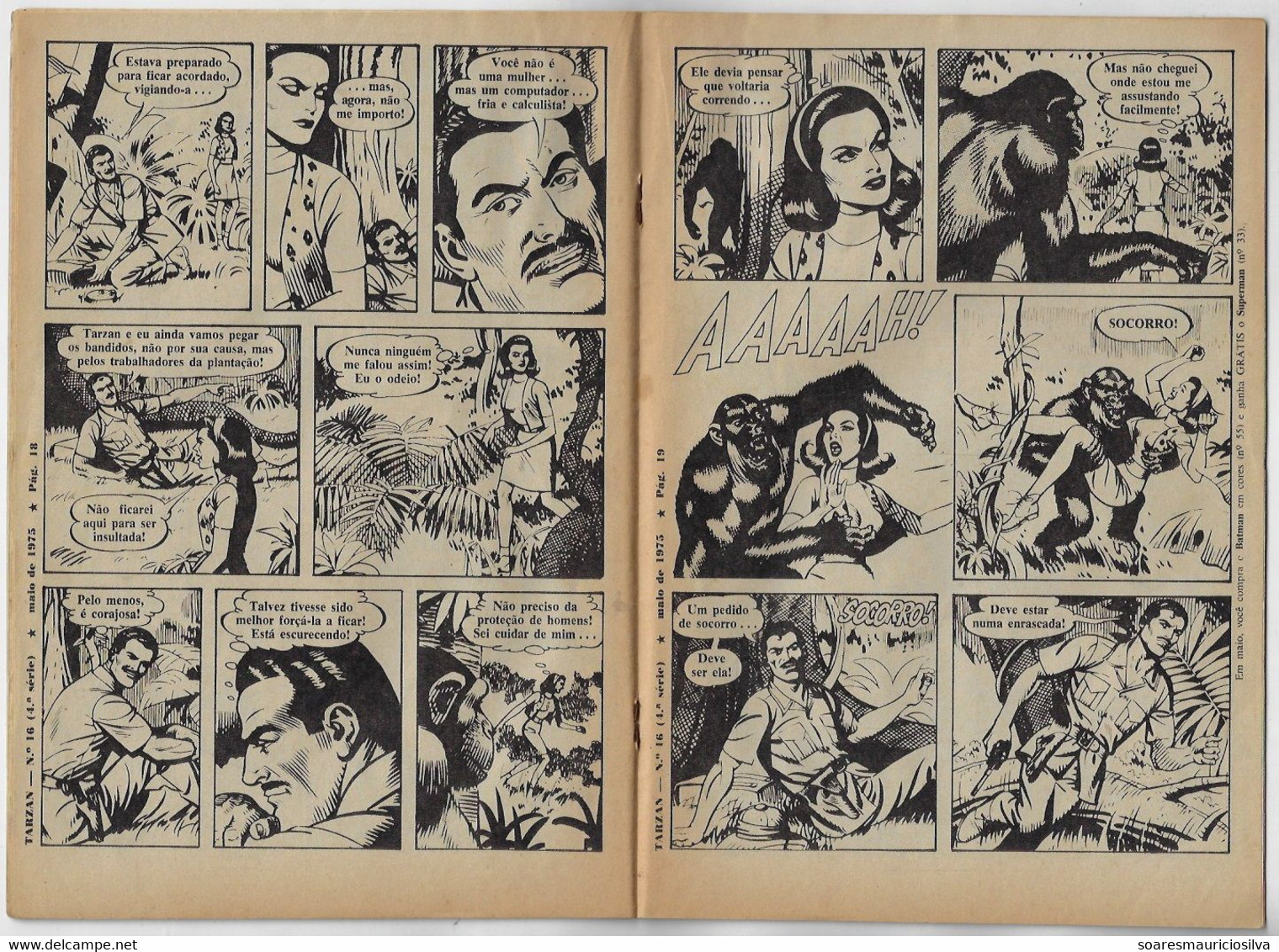 Brazil 1975 Magazine Comic Tarzan Nº 16 4th Series Publisher Ebal 36 Pages In Portuguese Size 18x26cm - Comics & Mangas (other Languages)