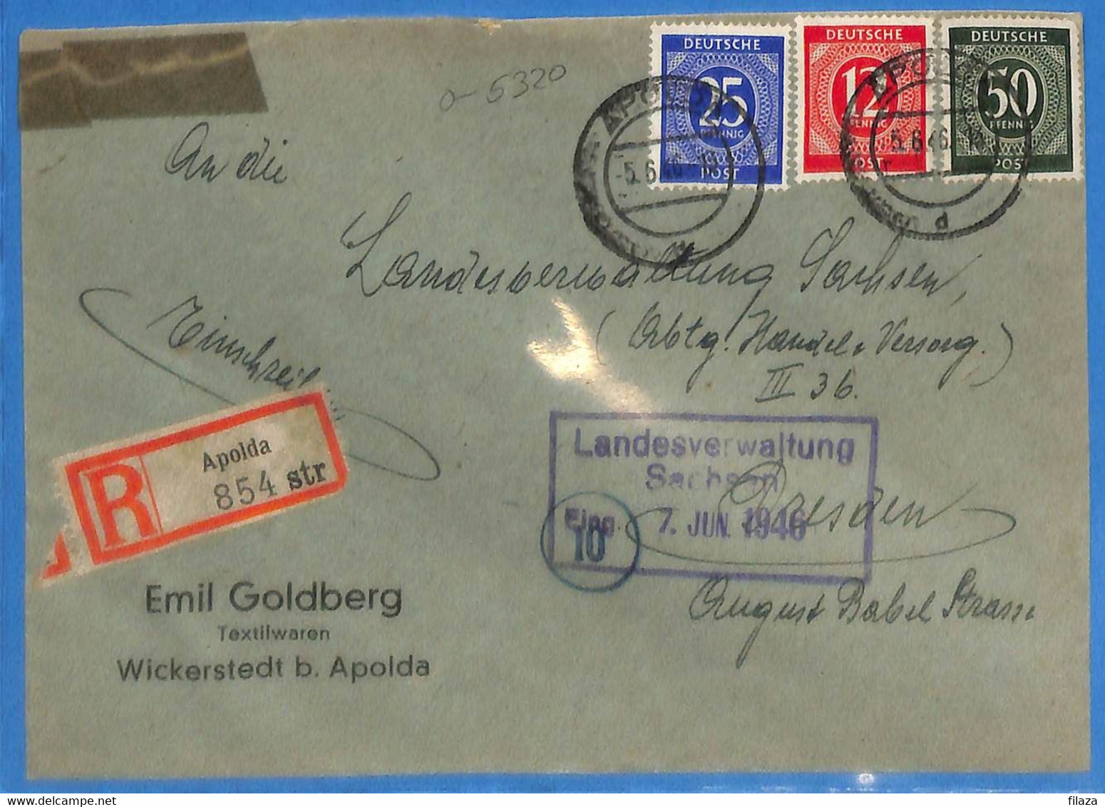 Allemagne Zone AAS  1946 Lettre Einschreiben De Apolda (G7070) - Other & Unclassified