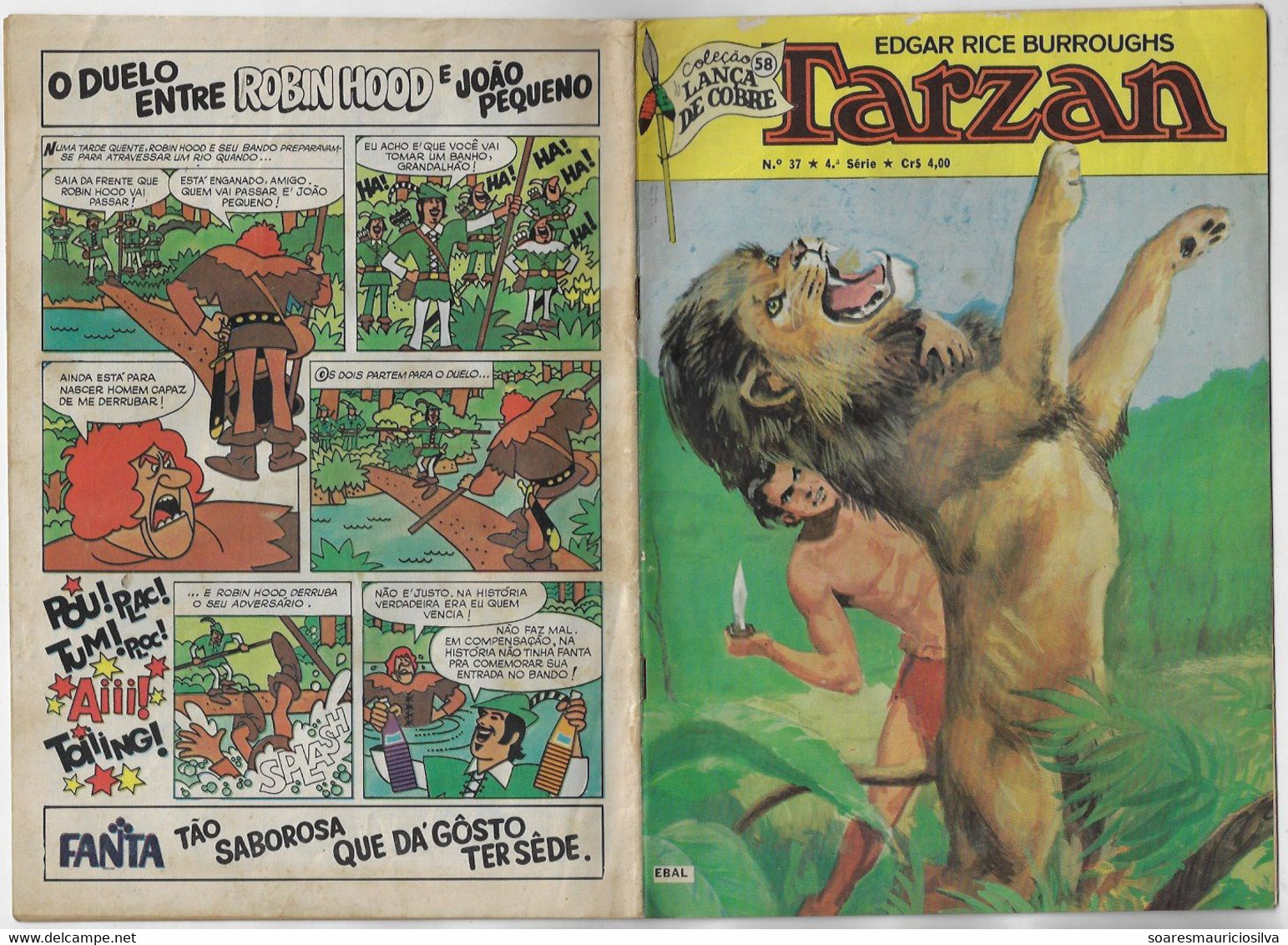 Brazil 1977 Magazine Comic Tarzan Nº 37 4th Series Publisher Ebal 36 Pages In Portuguese Size 18x26cm - Stripverhalen & Mangas (andere Talen)