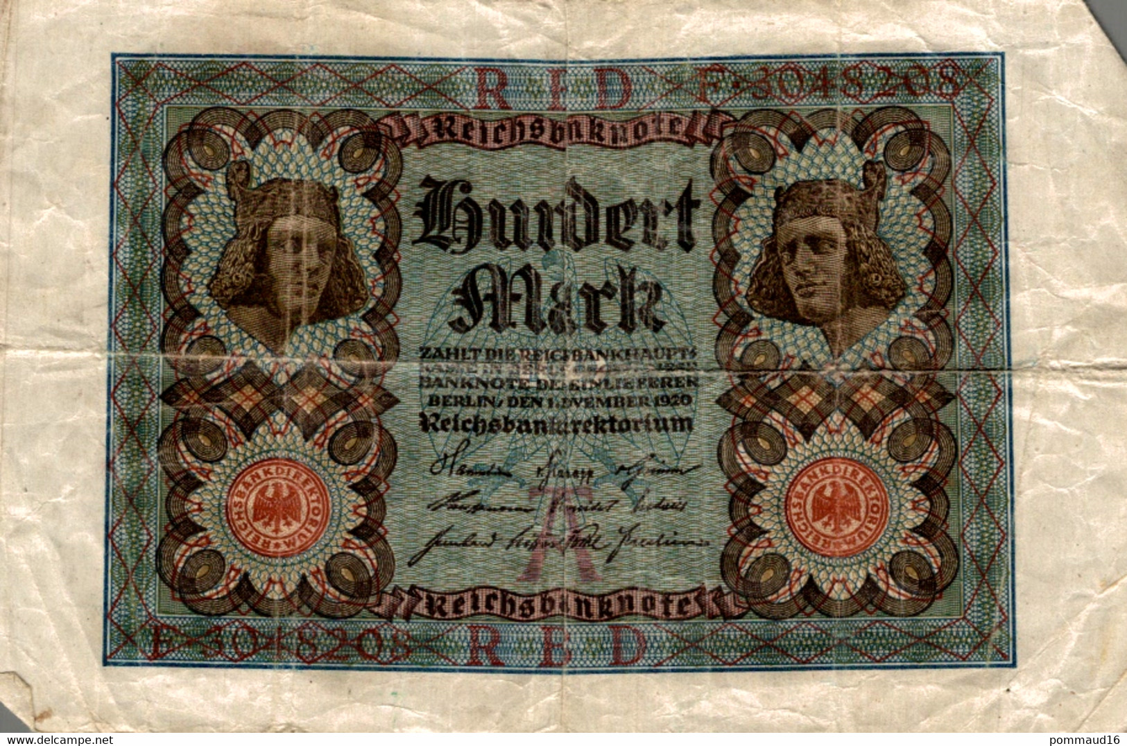 Billet Reichsbanknote Hundert 100 Mark - 100 Mark