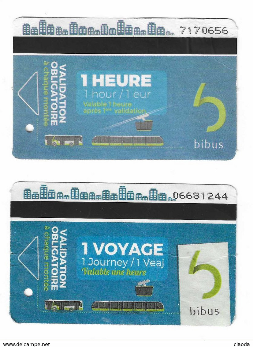 190 T - TICKET 1 VOYAGE + 1 TICKET 1 HEURE  - TRAMWAY - BUS - TÉLÉPHÉRIQUE -BREST - SERVANT AUSSI BIEN POUR LES 3 MOYENS - Europa