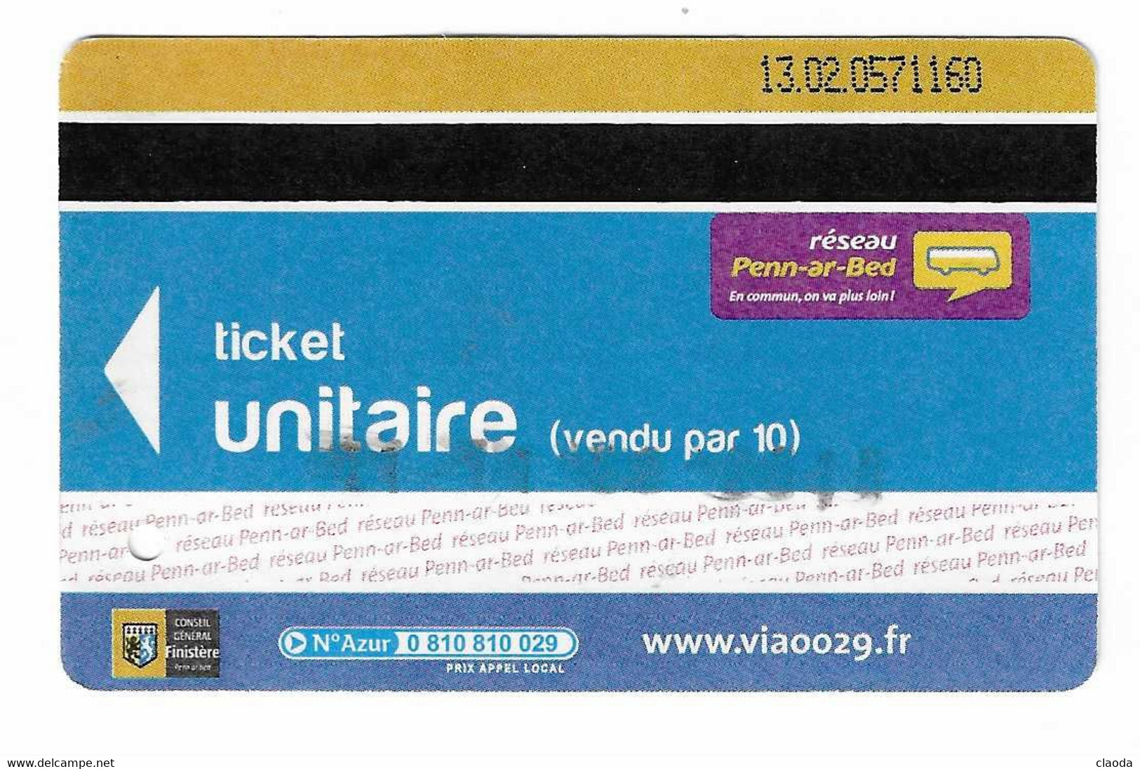 191 T -TRANSPORT PENN AR BED - BRETAGNE -  TICKET UNITAIRE - Europe